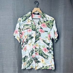 Holmes Brothers Beach Hawaiian Button Up Collared Shirt size S